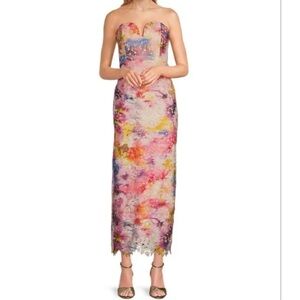 Badgley Mischka Belle by Badgley Mischka Stella Strapless Midi Dress NWT